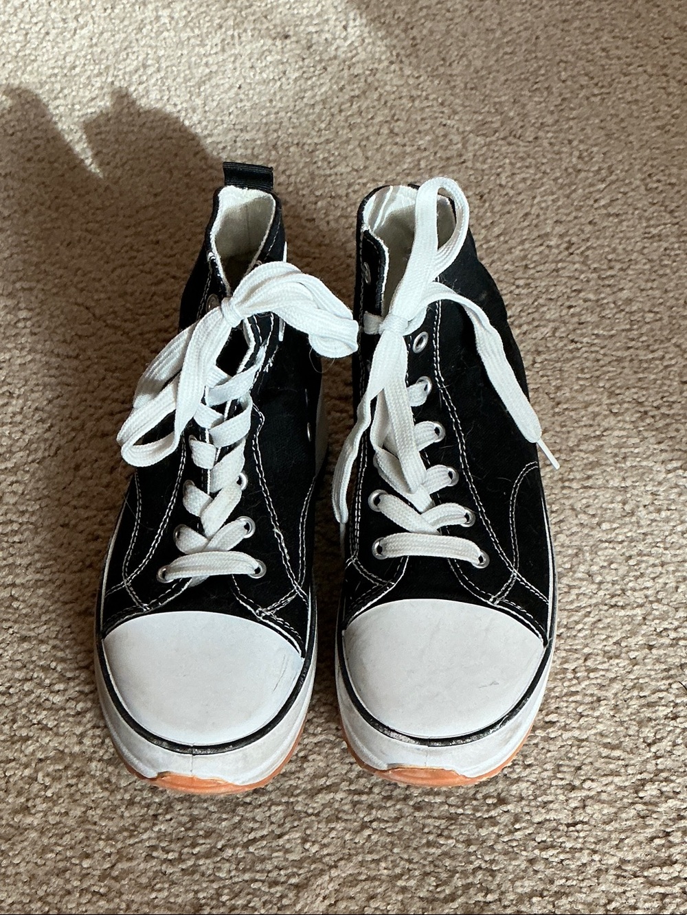 Black Canvas High-Top Athletic Sneakers with White Laces
